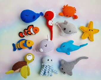 Ocean baby shower gift ,Baby gym hanging toy , Ocean themed birthday favors, Crochet shark nursery decor,
