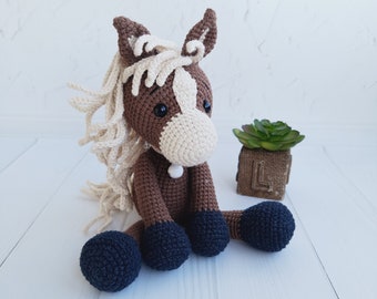 Horse eco friendly baby toy , personalized crochet horse ,  baby boy horse nursery decor