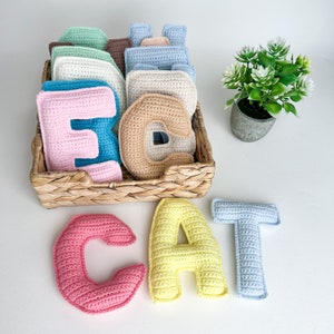 Christmas crochet stuffed Letter Ornament, Crochet Custom Name Garland, Montessori soft letters learn ABC
