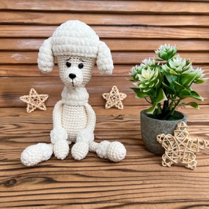 Stuffed animal dog poodle gift for kids, Crochet baby poodle puppy baby shower gift, Сute little dog poodle baby shower gift