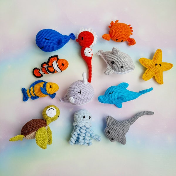Cadeau de baby shower océan, jouet suspendu pour salle de sport pour bébé, cadeaux d'anniversaire sur le thème de l'océan, décoration de pépinière de requin au Crochet,