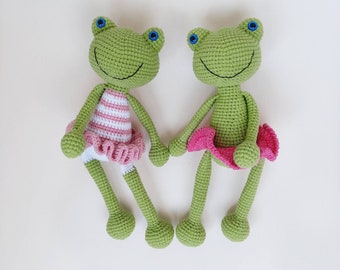 Crochet frog plush baby girl first birthday gift, frog ballerina doll first baby doll, kawaii frog  baby girl gift personalized toy