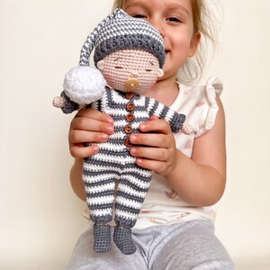 Personalized first baby doll baby shower gift, Handmade Doll with clothes, Crochet doll First birthday gift image 10