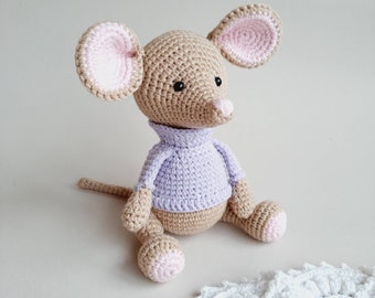 Personalization Crochet mouse toy , Crochet mouse stuffed animal amigurumi toy