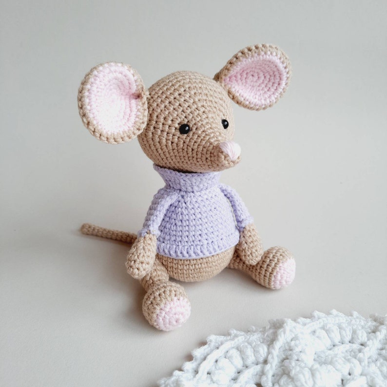 Personalization Crochet mouse toy , Crochet mouse stuffed animal amigurumi toy image 1