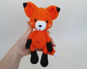 Personalization crochet fox plush,  woodland nursery decor, crochet fox baby toy ,fox woodland birthday decorations