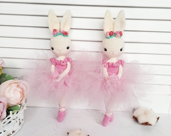 Personalized bunny Ballerina Doll, amigurumi rabbit with tutu,newborn shower gift ,child newborn birth gift,Crochet Bunny Gift