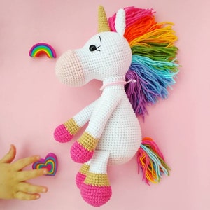Crochet Unicorn toy, Crochet Unicorn Soft Toy ,Baby shower Gift toy daughter rainbow unicorn,Personalizatoin unicorn toy gift for girls image 9