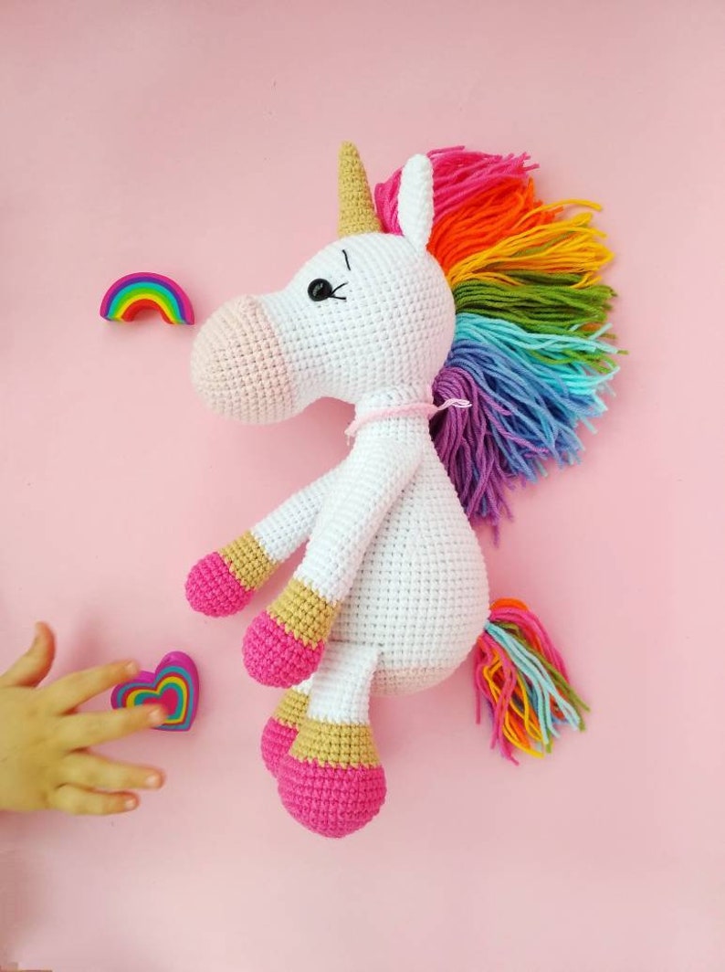 Crochet Unicorn toy, Crochet Unicorn Soft Toy ,Baby shower Gift toy daughter rainbow unicorn,Personalizatoin unicorn toy gift for girls image 9