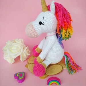 Crochet Unicorn toy, Crochet Unicorn Soft Toy ,Baby shower Gift toy daughter rainbow unicorn,Personalizatoin unicorn toy gift for girls image 10