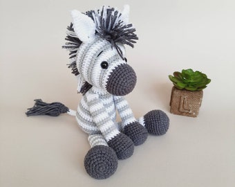 Stuffed animal zebra toy , crochet zebra safari animals baby shower gifts ,  zebra baby shower decorations