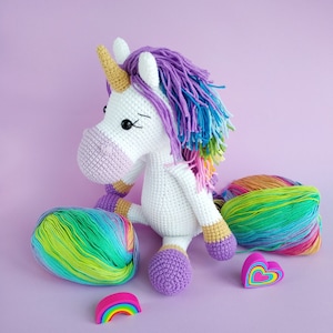 Crochet Unicorn toy, Crochet Unicorn Soft Toy ,Baby shower Gift toy daughter rainbow unicorn,Personalizatoin unicorn toy gift for girls image 1
