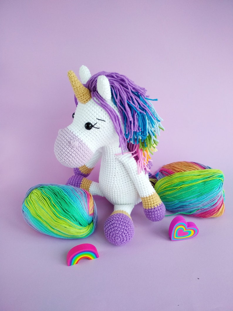 Crochet Unicorn toy, Crochet Unicorn Soft Toy ,Baby shower Gift toy daughter rainbow unicorn,Personalizatoin unicorn toy gift for girls image 1