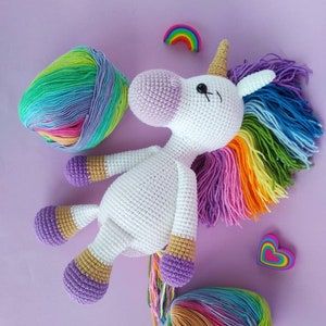 Crochet Unicorn toy, Crochet Unicorn Soft Toy ,Baby shower Gift toy daughter rainbow unicorn,Personalizatoin unicorn toy gift for girls image 8