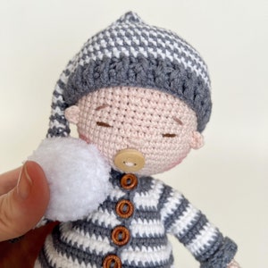 Personalized first baby doll baby shower gift, Handmade Doll with clothes, Crochet doll First birthday gift image 6