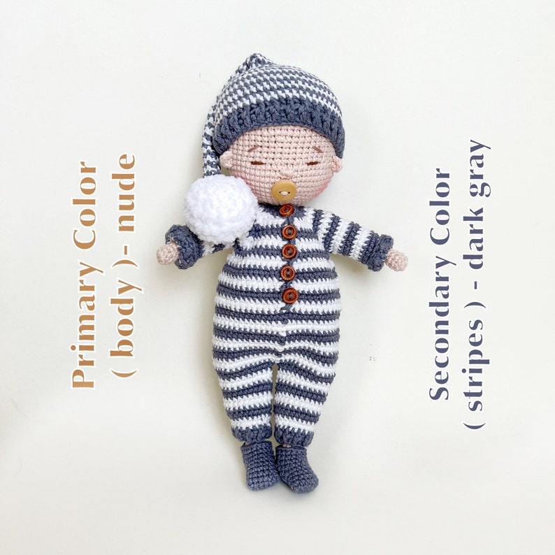 Personalized first baby doll baby shower gift, Handmade Doll with clothes, Crochet doll First birthday gift image 7