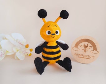 Crochet bee  toy mommy to bee baby shower , Honey bee toy birthday gift , stuffed bumble bee crochet