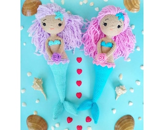 Crocheted Mermaid Doll  ,Unique Mermaid girl gift , Knitted Stuffed mermaid Birthday gift , Cute Mermaid Dolls