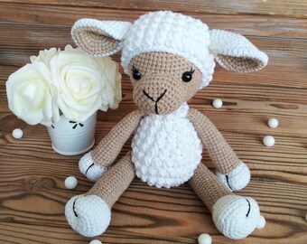 Sheep toy crochet stuffed farm animal, Sheep toy plush baby shower gifts, Sheep lamb easter figurine nursery decor, Welcome lamb baby shower