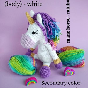 Crochet Unicorn toy, Crochet Unicorn Soft Toy ,Baby shower Gift toy daughter rainbow unicorn,Personalizatoin unicorn toy gift for girls image 5