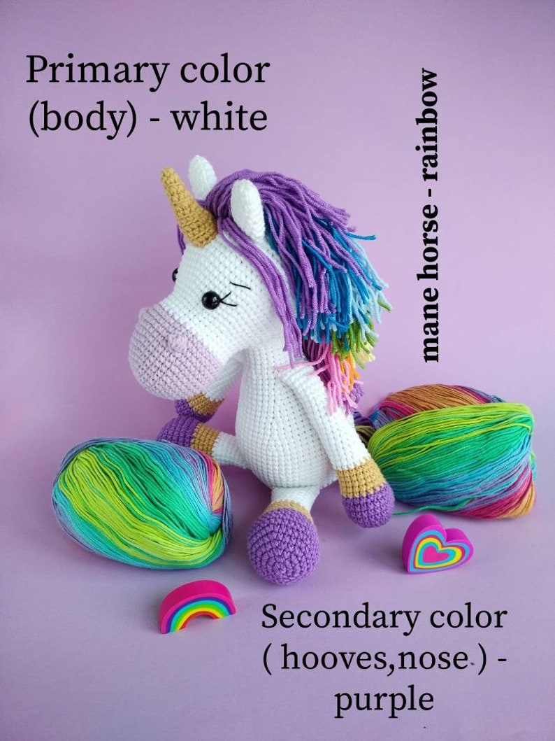 Crochet Unicorn toy, Crochet Unicorn Soft Toy ,Baby shower Gift toy daughter rainbow unicorn,Personalizatoin unicorn toy gift for girls image 5