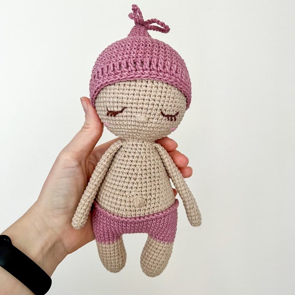 Personalized first baby doll 1st First Birthday gift, Crochet preemie baby doll baby shower gift, Eco friendly baby dollgranddaughter gift