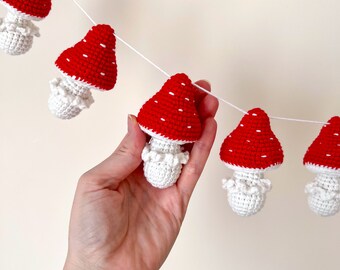 Crochet Mushroom Garland: Boho Nursery Decor