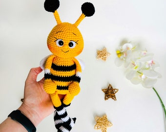 Crochet bee toy bee baby shower gift, What will the baby bee, Summer baby shower gift for mom to be, Stuffed animal bee lover gift