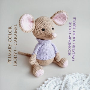 Personalization Crochet mouse toy , Crochet mouse stuffed animal amigurumi toy image 5