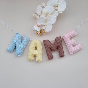 Name garland nursery ,  crochet garland nursery wall hanging , Personalised letters garland, Plush letters homeschool abc toy