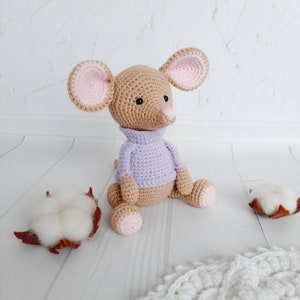 Personalization Crochet mouse toy , Crochet mouse stuffed animal amigurumi toy image 4