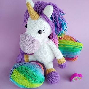Crochet Unicorn toy, Crochet Unicorn Soft Toy ,Baby shower Gift toy daughter rainbow unicorn,Personalizatoin unicorn toy gift for girls image 3