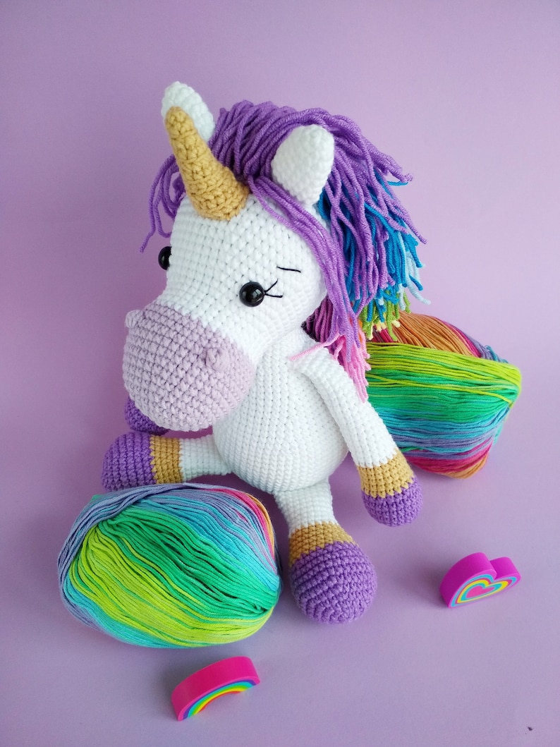 Crochet Unicorn toy, Crochet Unicorn Soft Toy ,Baby shower Gift toy daughter rainbow unicorn,Personalizatoin unicorn toy gift for girls image 3