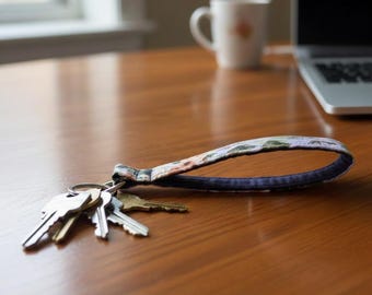 Handcrafted Fabric Keychain Wristlet | Multi-Layer Construction, Stainless Steel Ring (D-Ring)