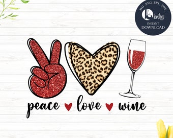 Download Peace Love Wine Svg Etsy