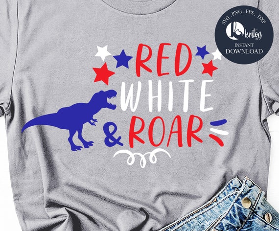 Download 4th Of July Dinosaur Svg Red White And Roar Svg Eps Boy 4th Etsy