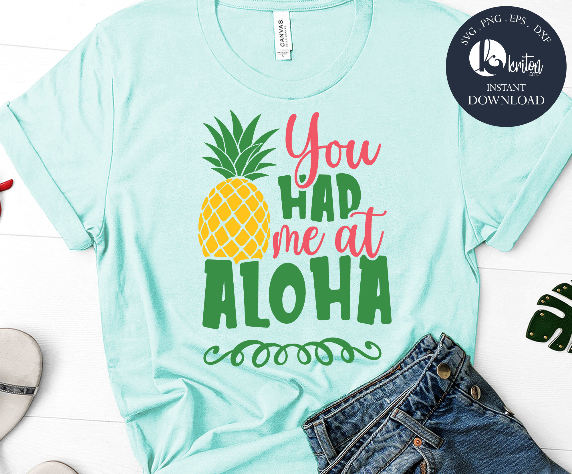 You Had Me at Aloha Funny Pineapple Design Womens T-Shirt 