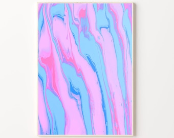 Soft Pink And Blue Watercolour Painting | Candy Pink Art | Light Blue Wall Art | Abstract Light Pink Poster | Pastel Pink Art | Light Pink