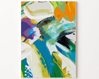 Impresión de arte abstracto colorido: Decoración de pared moderna (Descarga digital)