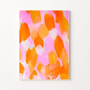 Pink and Orange Wall Art | Hot Pink Art | Orange Painting | Neon Orange Print | Pink Orange Abstract Poster | Bright Pink Art Print For Wall