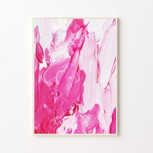 Hot Pink Abstract Art | Pink And White Abstract Painting Art Print | Bright Pink Printable Wall Art | Neon Pink Painting | Pink Aesthetic
