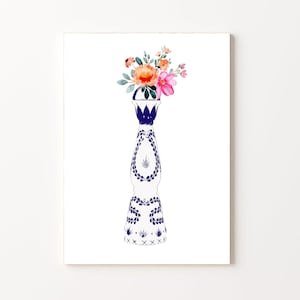 Clase Azul Poster | Bar Warenkorb Wand Dekor | Tequila Wandkunst | Mexikanischer Tequila Poster | Tequila und Blumen Kunst | Bar Wandkunst | Druckbare Kunst