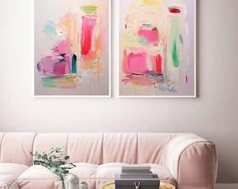 Pastel Abstract Art Prints: Dreamy Preppy Decor (Set of 2) (Digital Download)
