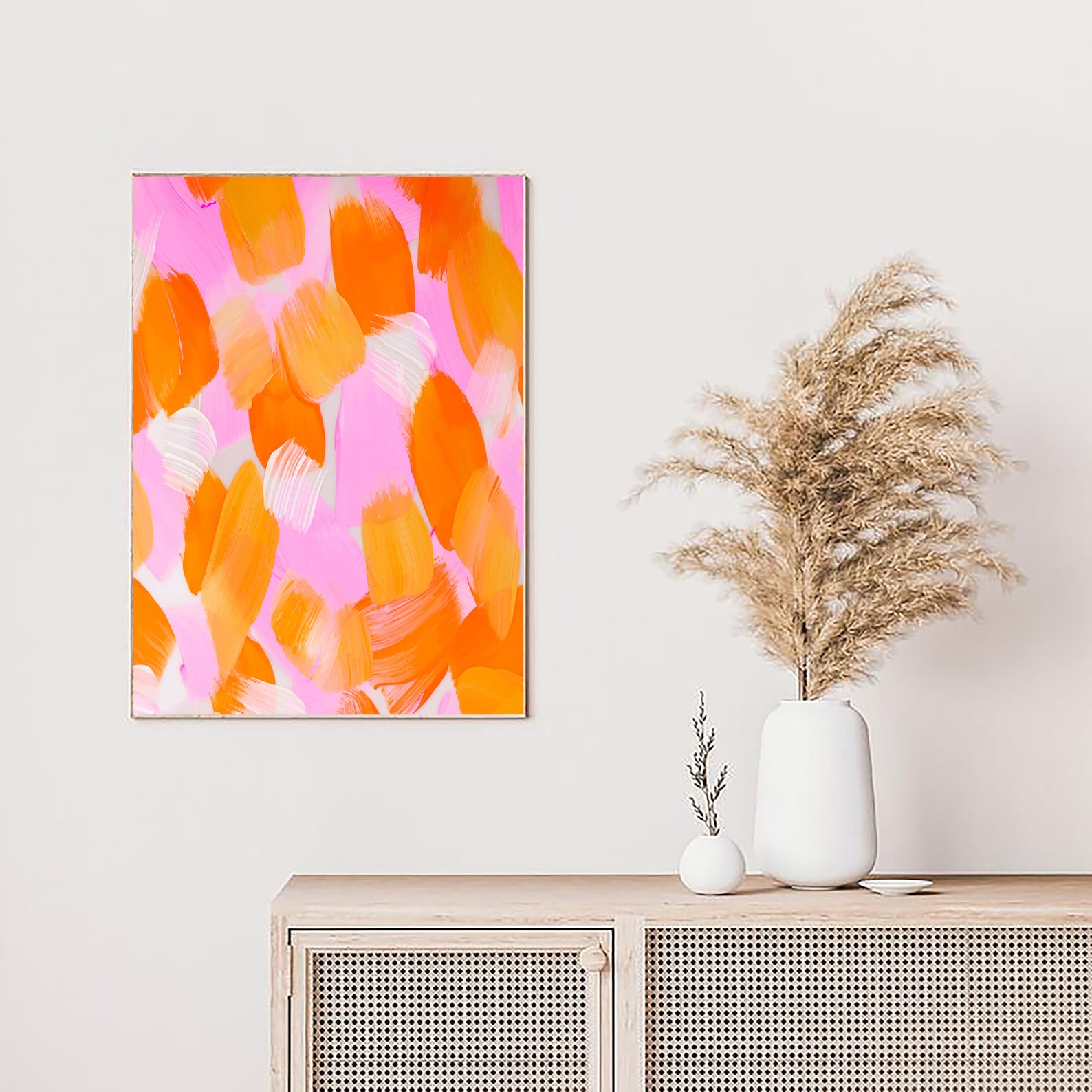 Pink and Orange Wall Art Hot Pink Art Orange Painting Etsy