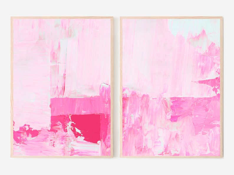 Hot Pink Wall Art Set of 2 Prints Set of 2 Pink Prints Etsy