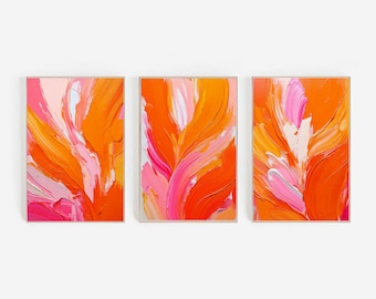 Orange & Pink Abstract Art Prints: Vibrant Home Decor (Digital Download)