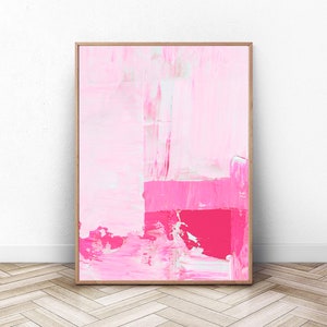 Pink Painting Print | Hot Pink Wall Art | Abstract Hot Pink Canvas Print | Pink Poster Painting | Pink Abstract Wall Art | Bright Pink Art