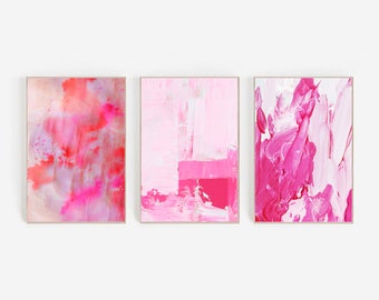 Abstract Pink Wall Art Prints - Set of 3 (Digital Download)