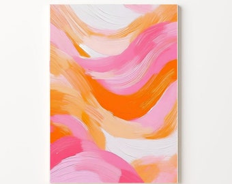 Abstract Pink and Orange Waves Art Print (Digital Download)