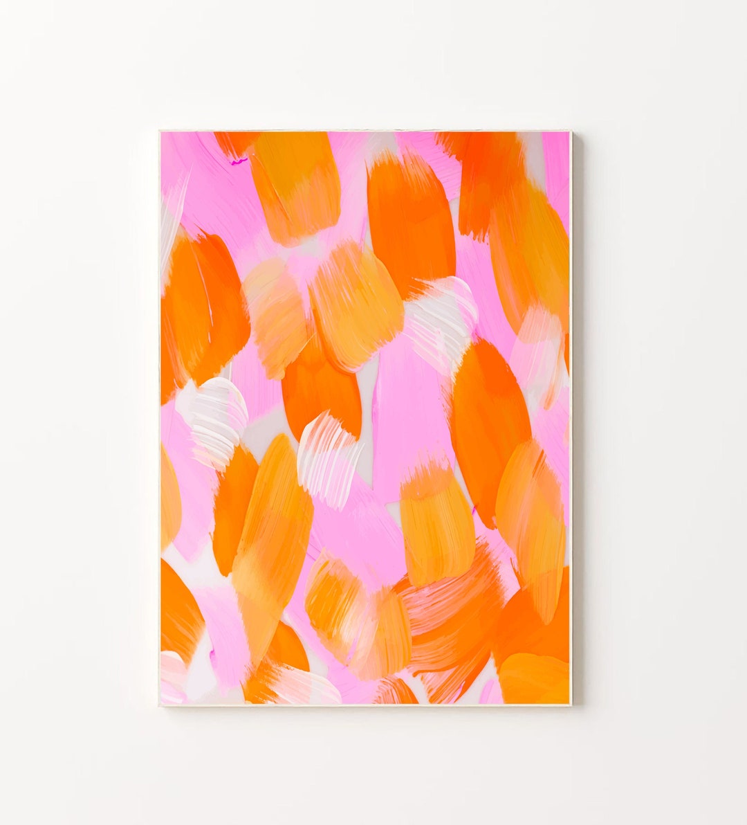 Pink and Orange Wall Art Hot Pink Art Orange Painting Neon Orange Print